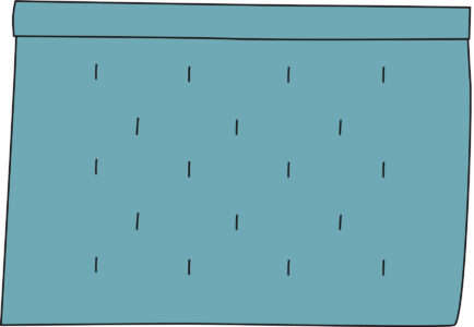 illustration of a square of fabric with vent holes cut in alternating lines